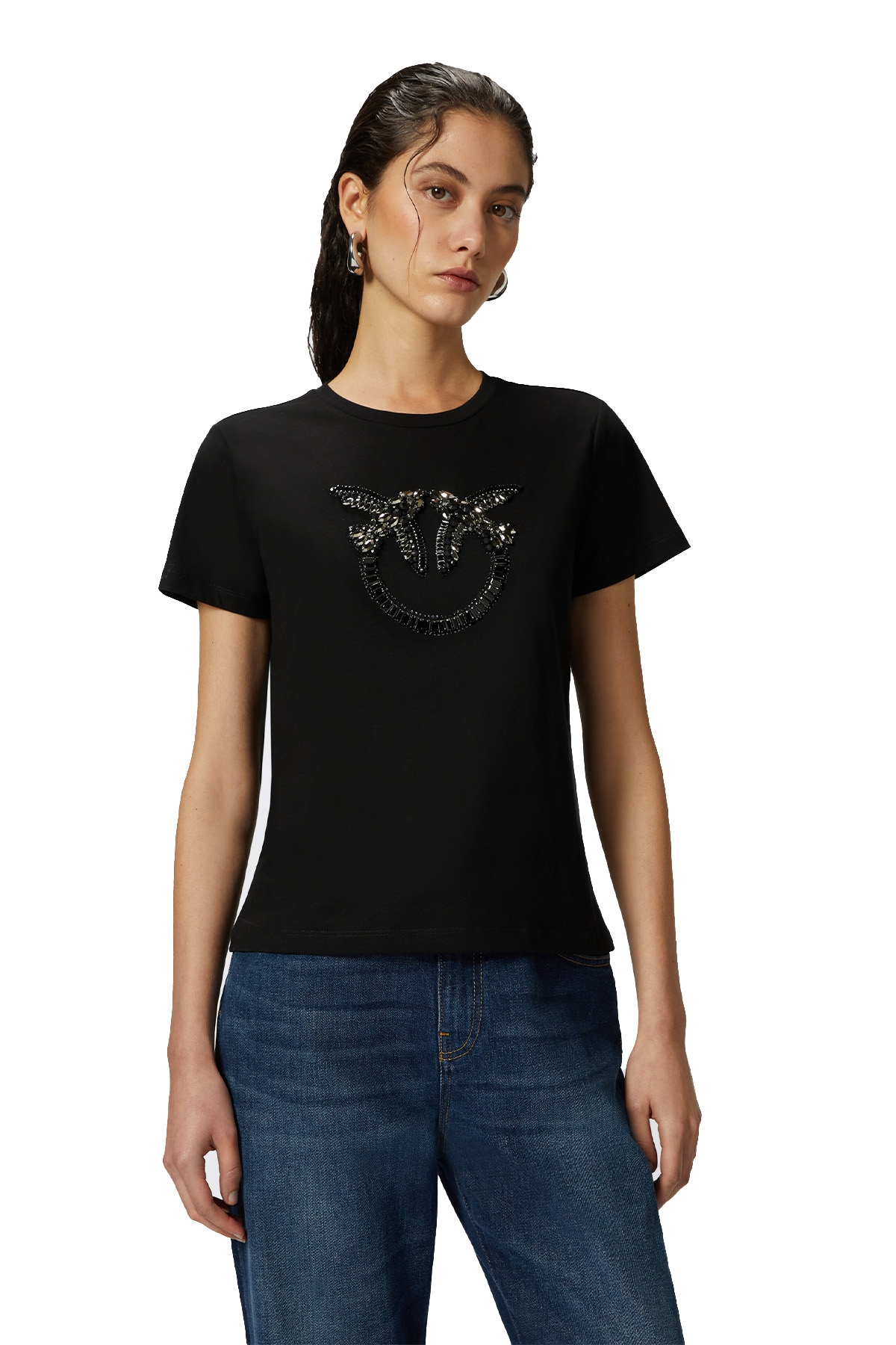 【PINKO】Trapani ハイ Tシャツ PINKO T-SHIRT DONNA PINKO TRAPANI HIGH GRIGIO CON STAMPA